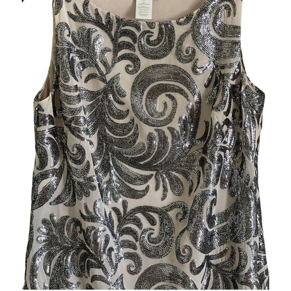 Cache Silver Sequins Sleeveless Cocktail Shift Dress Size Small - Picture 5 of 7